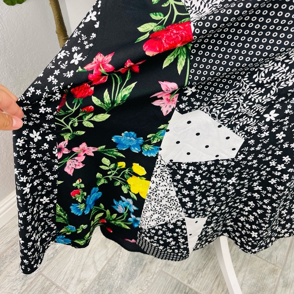 Calvin Klein Printed Angle Contrast FloralHem Chiffon High Waisted Skirt - Picture 4 of 9